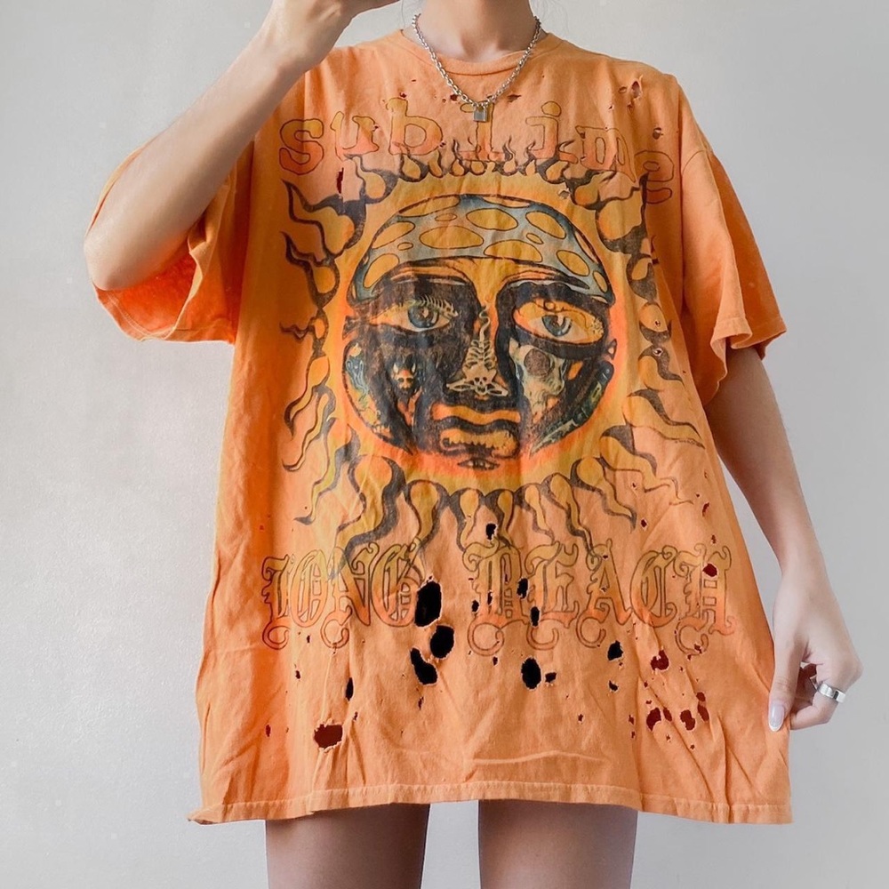 Urban Outfitters Orange Sublime Tee Distressed Oversized